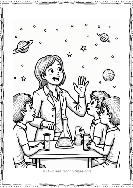 Science Experiment In The Classroom Teacher Coloring Pages Free PDF Printable