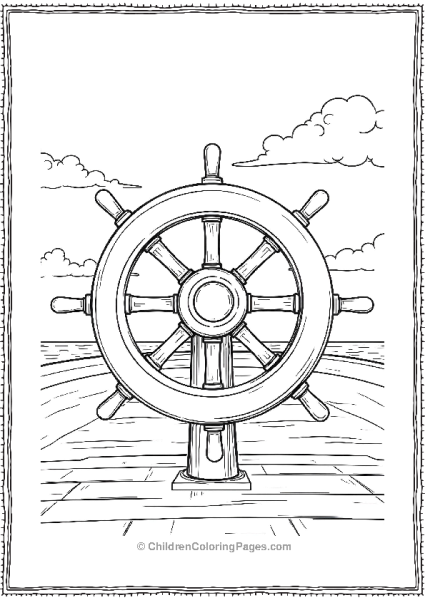 Pirate Ships Steering Wheel With The Ocean Free PDF Printable