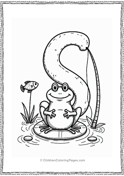 Silly Fishing Frog On A Lily Pad Free PDF Printable