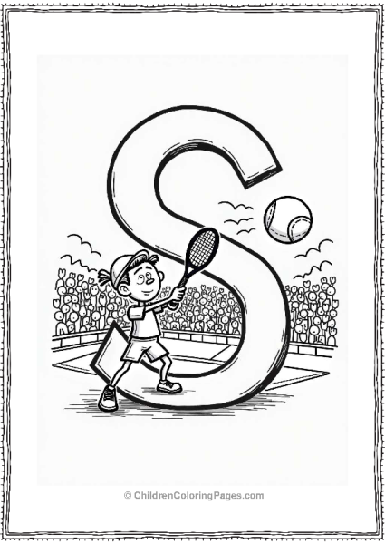 Silly Tennis Player In Action Free PDF Printable