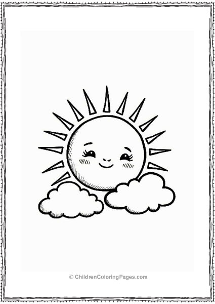 Simple Sun And Clouds Tattoo Coloring Page Free PDF Printable