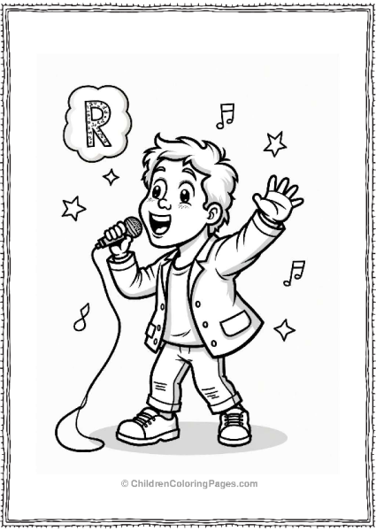 Singing Rock Star With Microphone Free PDF Printable