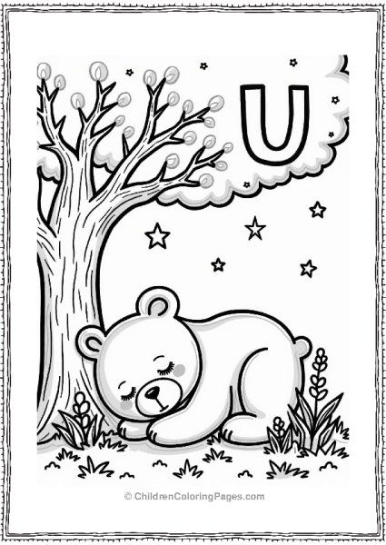 Sleeping Bear Under The Letter U Stars Free PDF Printable