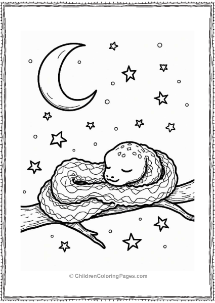 Sleepy Snake On A Branch At Night Free PDF Printable