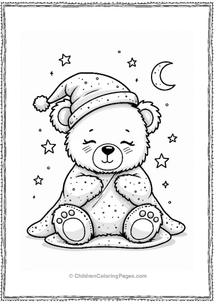 Sleepy Teddy Bear Under The Stars Free PDF Printable