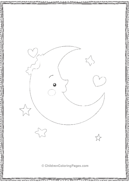 Smiling Moon And Heart Free PDF Printable