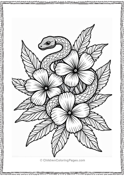 Snake Among Tropical Flowers Free PDF Printable