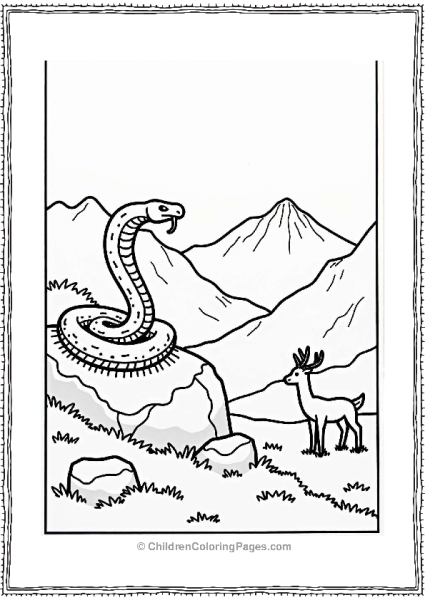 Snake And Deer In A Mountain Scene Free PDF Printable