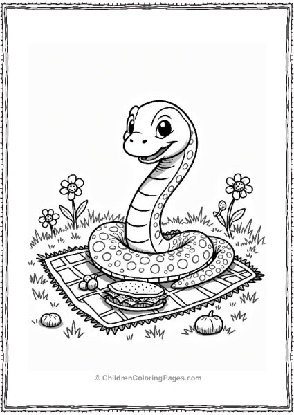 Snake And Friends At A Picnic Free PDF Printable