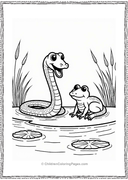 Snake And Frog At The Riverbank Free PDF Printable