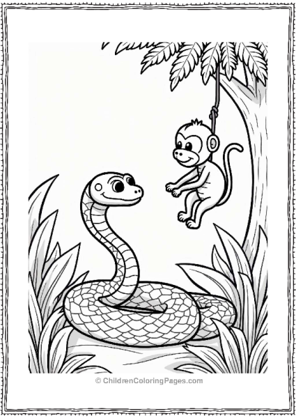 Snake And Monkey In The Jungle Free PDF Printable