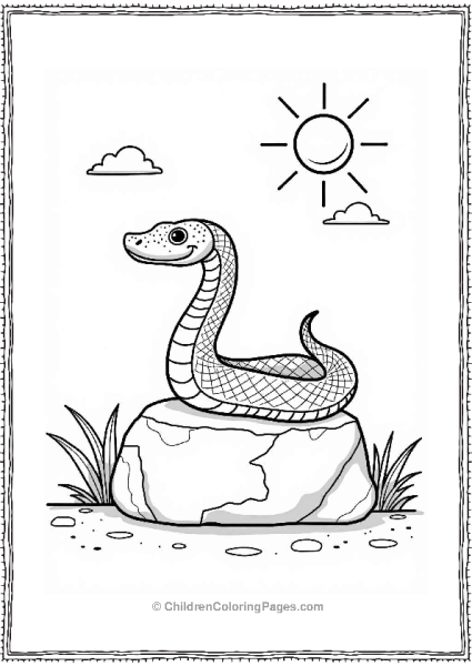 Snake Basking On A Sunlit Rock Free PDF Printable