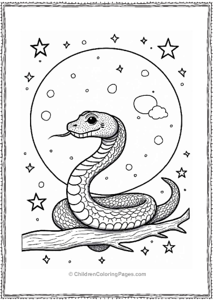 Snake Coiling Under A Moonlit Sky Free PDF Printable