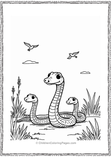 Snake Family Adventure In A Sunny Meadow Free PDF Printable