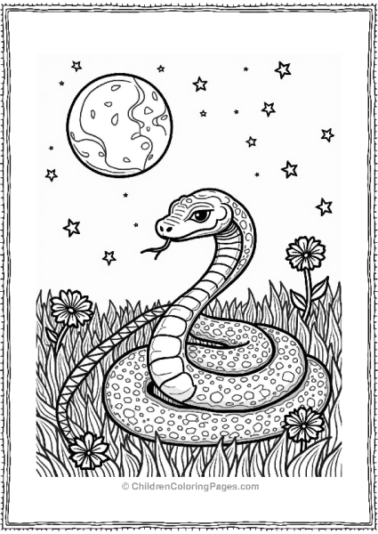 Snake In A Flower Field At Night Free PDF Printable