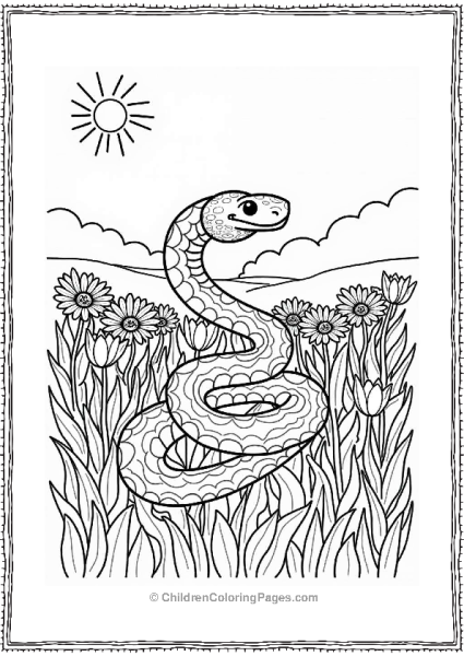 Snake In A Flower Field Free PDF Printable