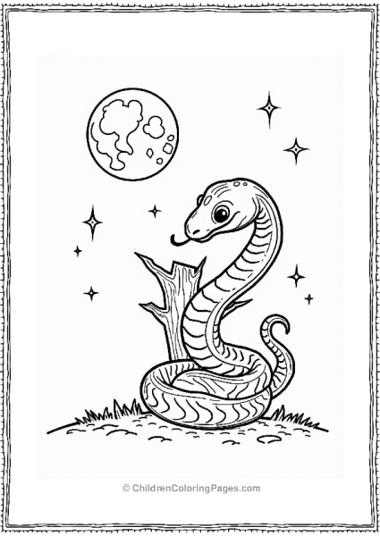 Snake Wrapping Around A Tree Under The Moon Free PDF Printable