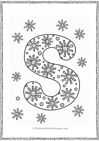 Snowflakes Falling Around Large Snowflake Free PDF Printable