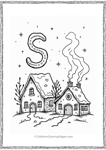 Snowy Village Scene Free PDF Printable