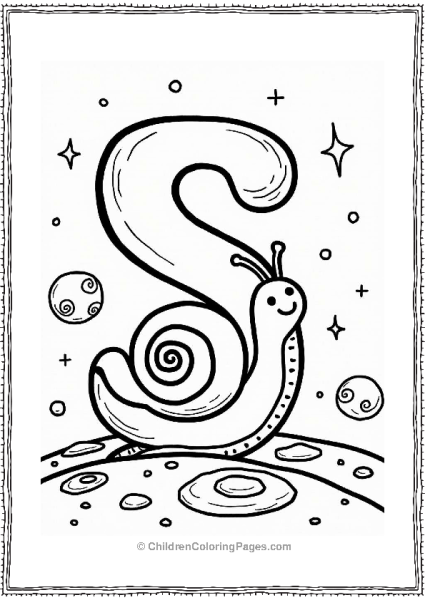 Space Snail With Letter S Free PDF Printable