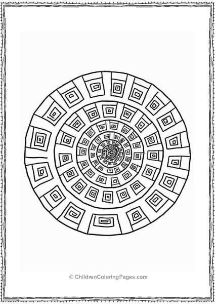 Spiral Of Squares Tattoo Coloring Page Free PDF Printable