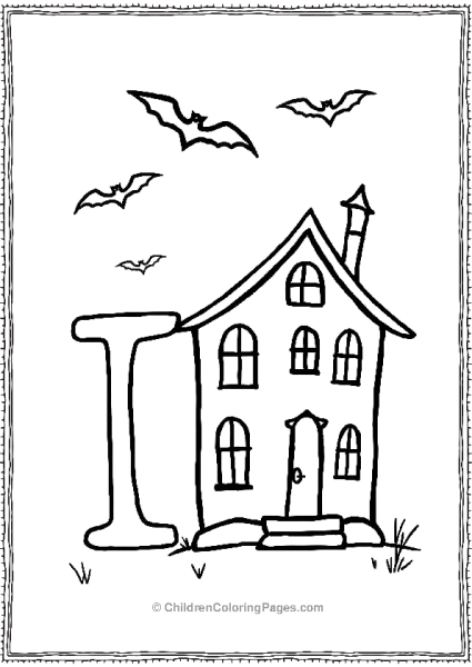 Spooky Haunted House With A Big I Free PDF Printable