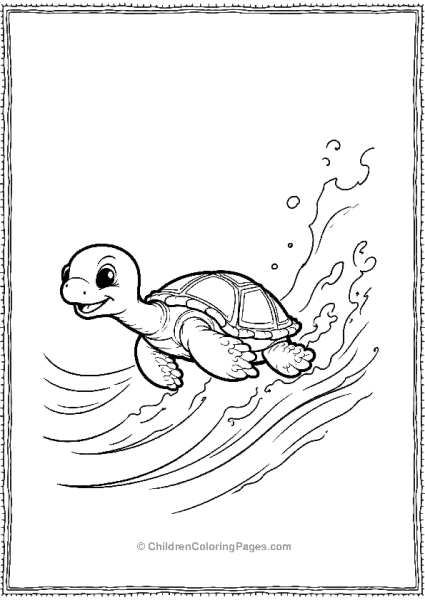 Squirt Ridding The Ocean Finding Nemo Coloring Page Free PDF Printable