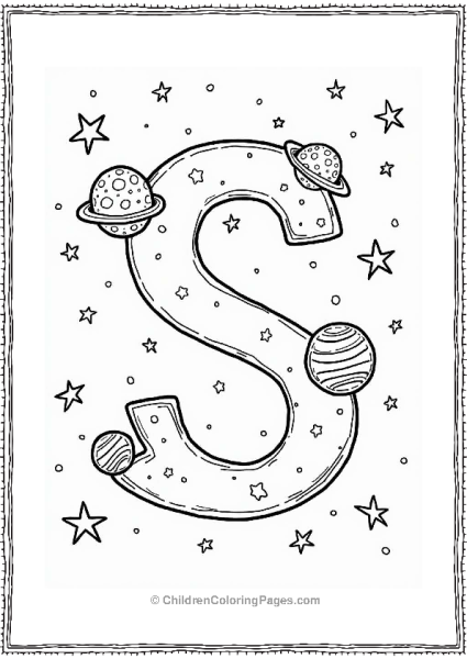 Starry Spacescape With Planets And Moon Free PDF Printable