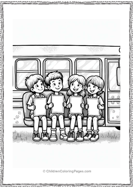 Students On A School Bus With Art Projects Free PDF Printable