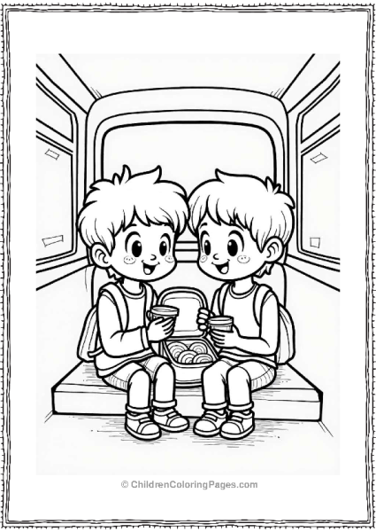 Students Sharing Snacks On A School Bus Free PDF Printable