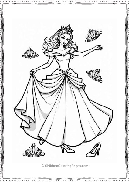 Stylish Princess In A Beautiful Gown Free PDF Printable