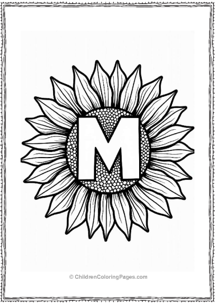 Sunflower Mandala With Letter M Free PDF Printable