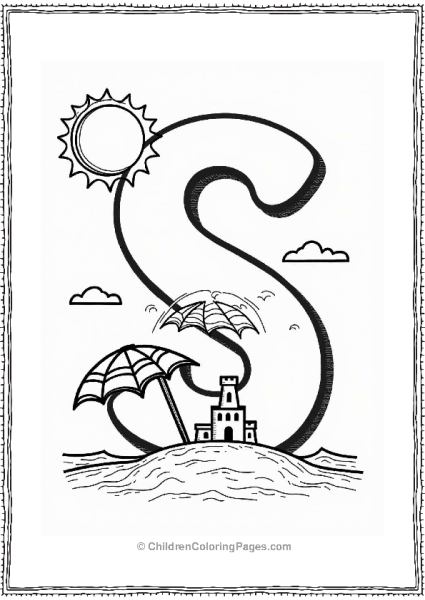 Sunny Beach With Umbrellas Free PDF Printable