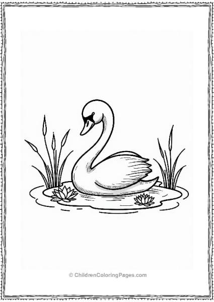 Swan Gliding On A Calm Pond Tattoo Coloring Page Free PDF Printable