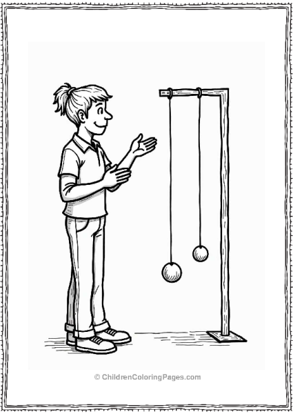 Teacher Demonstrating A Simple Pendulum Free PDF Printable