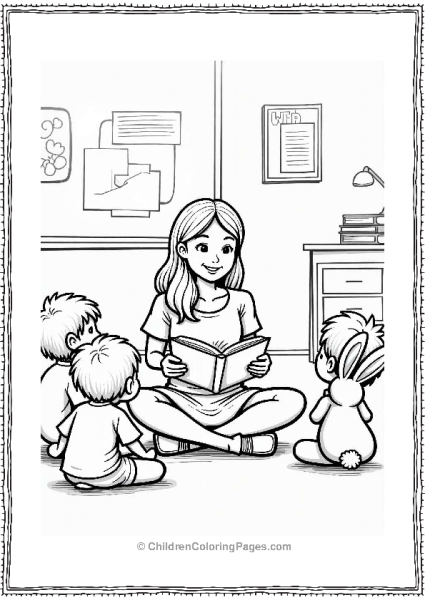 Teacher Reading To Class With Bunny Free PDF Printable