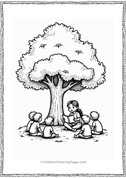 Teacher Reading Under A Tree Free PDF Printable