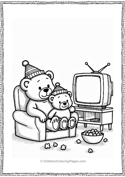 Teddy Bear And Cat Watching A Movie Free PDF Printable