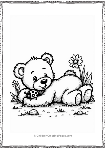 Teddy Bear And The Ladybug In The Garden Free PDF Printable