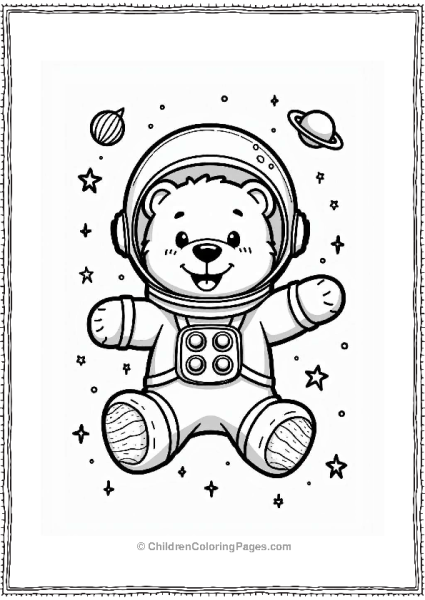 Teddy Bear Astronaut In Space Free PDF Printable