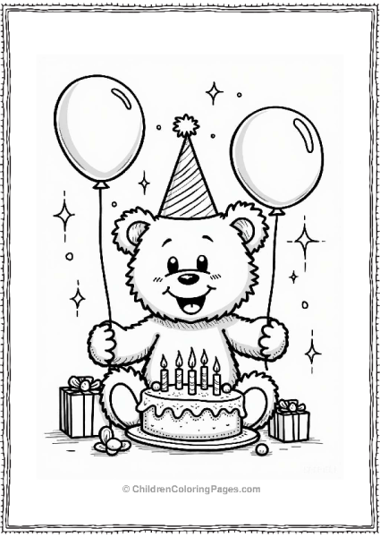 Teddy Bear At A Birthday Party Free PDF Printable