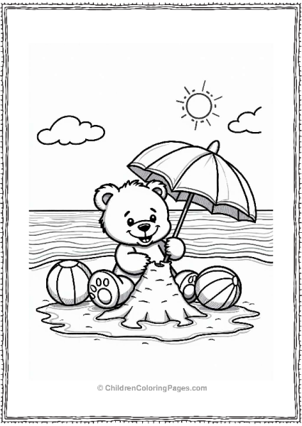 Teddy Bear At The Beach Free PDF Printable