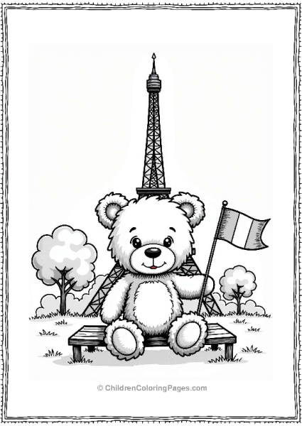 Teddy Bear At The Eiffel Tower Free PDF Printable