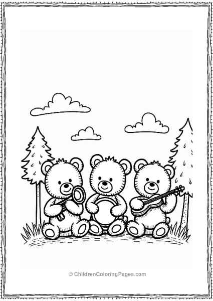 Teddy Bear Band Playing Instruments Free PDF Printable