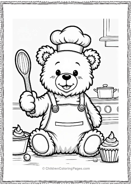 Teddy Bear Chef With Cooking Utensils Free PDF Printable