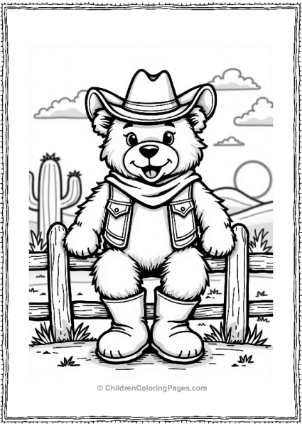 Teddy Bear Cowboy At Sunset Free PDF Printable