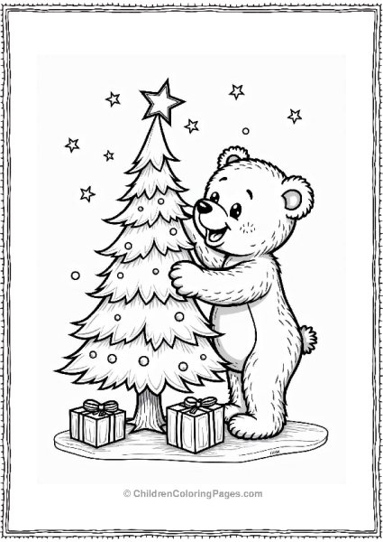 Teddy Bear Decorating A Christmas Tree Free PDF Printable