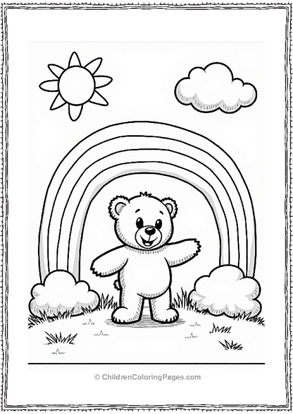 Teddy Bear Discovering A Rainbow Free PDF Printable