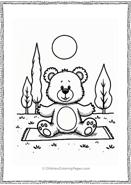 Teddy Bear Doing Yoga In Nature Free PDF Printable