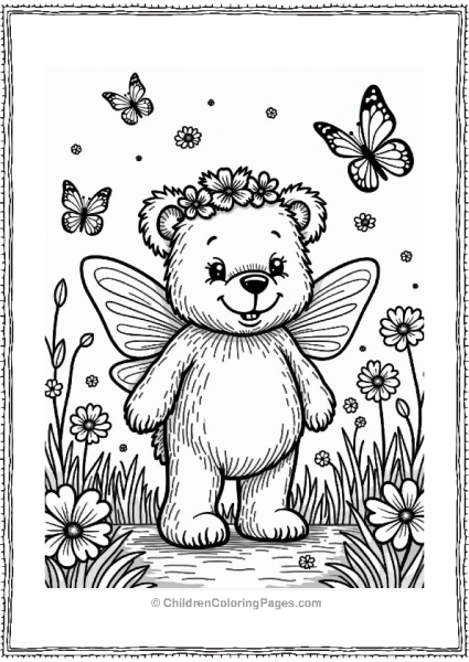 Teddy Bear Fairy In A Magical Garden Free PDF Printable